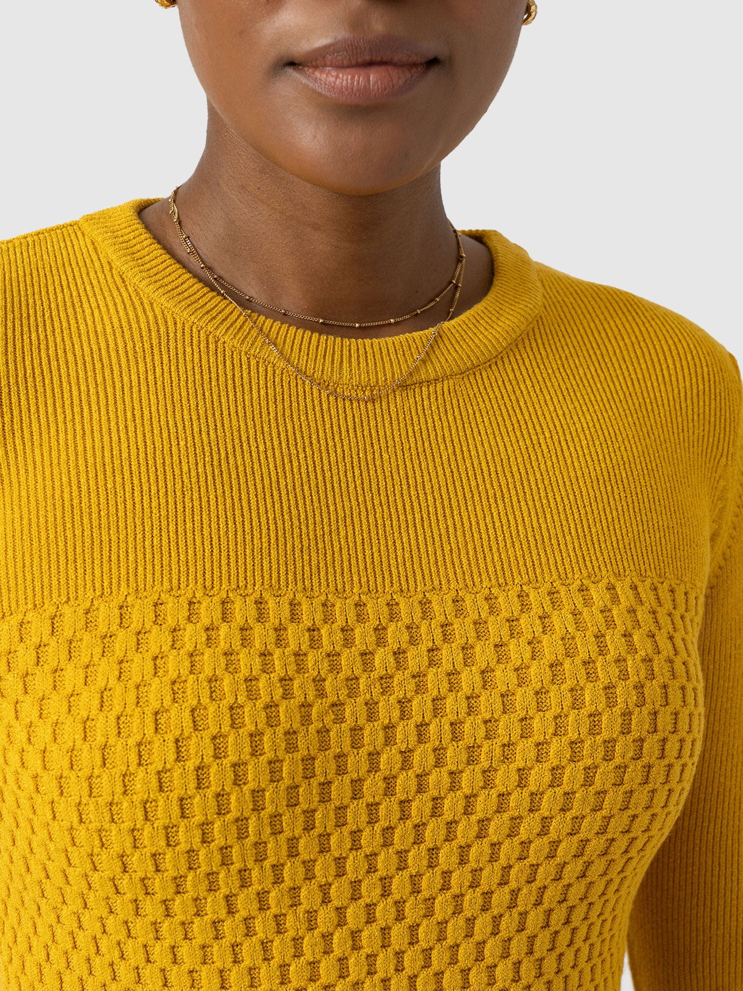 Honeycomb Rib Jumper Yellow - Women's Jumpers | Saint + Sofia® EU